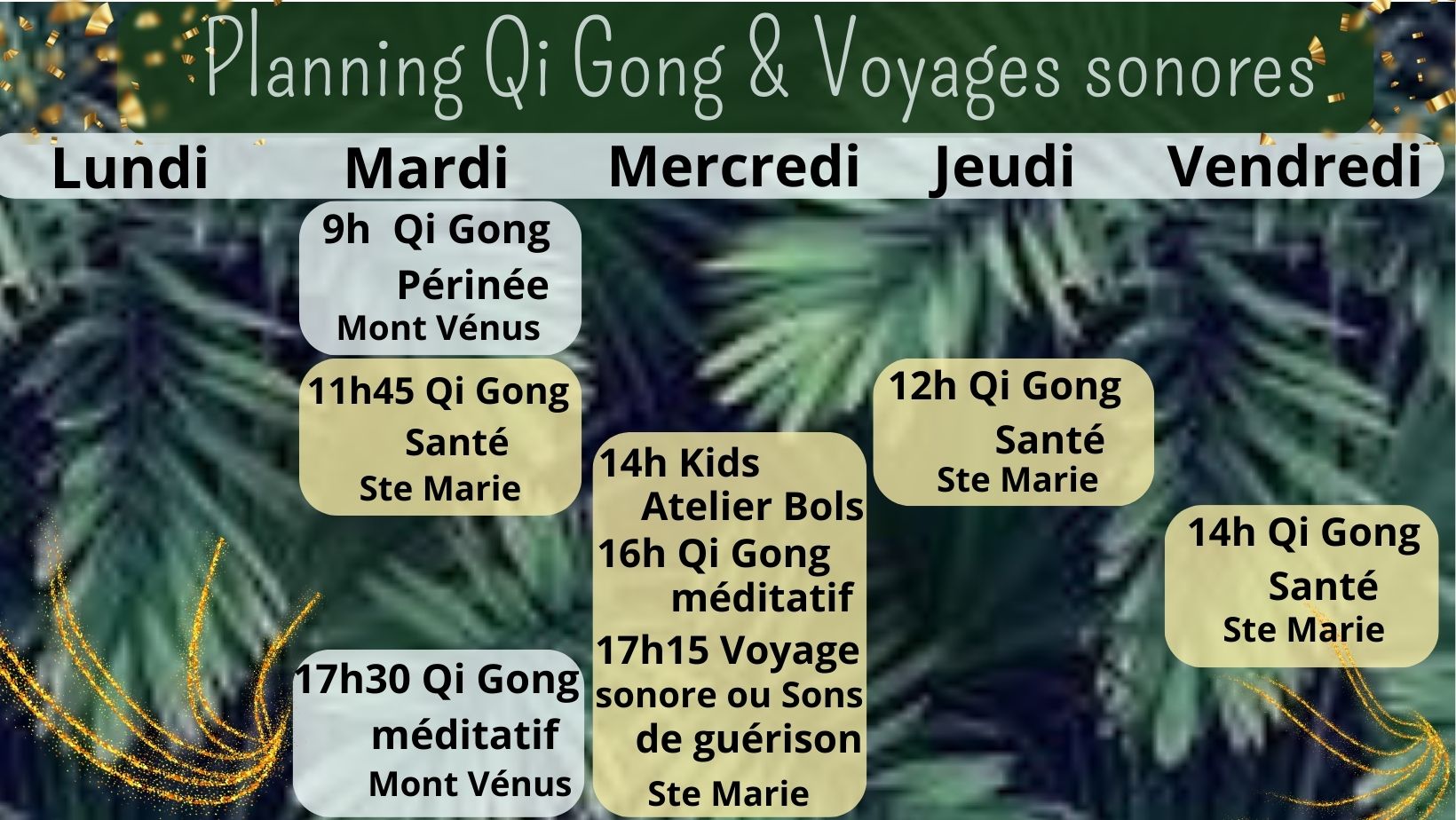 PLANNING QI GONG et VOYAGE SONORE VITAL RELAX